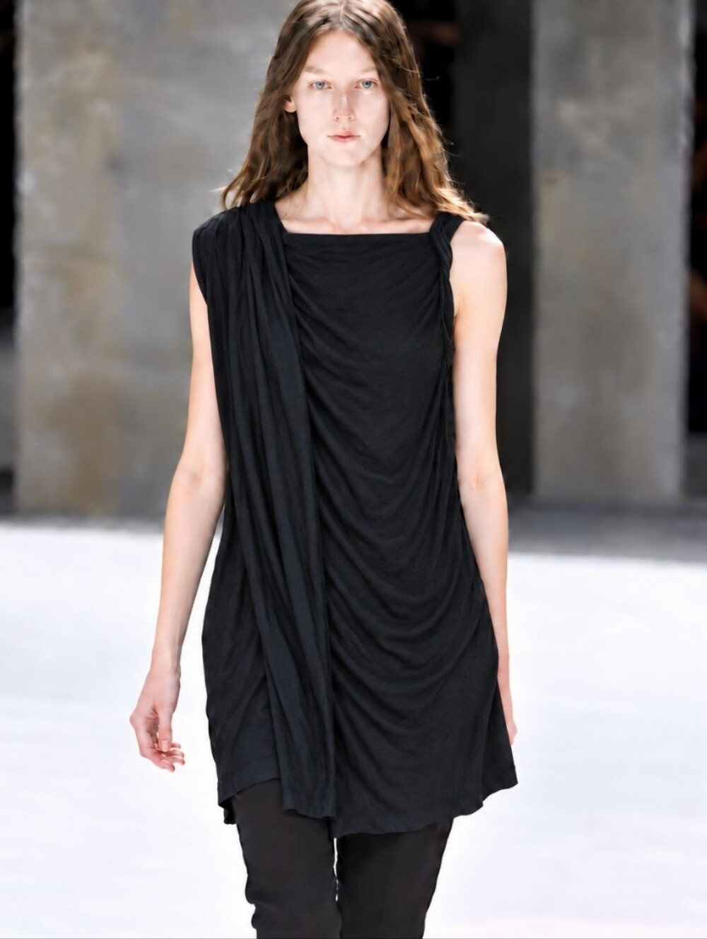 RICK OWENS ARCHIVAL SUCKERBALL ASSYMETRIC DRAPED TUNIC TOP